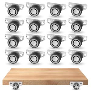 16Pack 1.15 Inch Mini Low Profile Casters, Small Side Mount Caster Wheels Non-Swivel, Rigid Rubber Wheels for Underbed Drawers, Trays, Cabinets, DIY Projects, 35Lbs Capacity Each