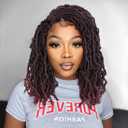 FAVE Full Lace Short Dreadlock Wigs Afro Ombre Burgundy Faux Locs Wigs Synthetic Twisted Wig 14IN Dreadlock Wigs for Black Women (1B/BUG)