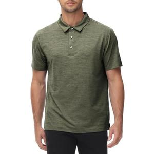 MIER Mens Polo Shirts Dry Fit Short Sleeve Performance Golf Shirt Breathable Athletic Casual Collared T-Shirt, Heather Sage Green, XL