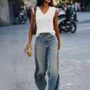 MEROKEETY Womens Summer V Neck Knit Tank Top 2026 Spring Sleeveless Sweater Vest Business Casual Shirt Outfit Fashion Clothes (White, L)