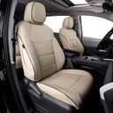 EKR Sienna Seat Covers for 2021-2026 Toyota Sienna XLE,XSE,Limited,Platinum,7 Seats,2nd Row Captain Chairs W/NO Legrest,Waterproof Seat Covers Full Set for Cars -Leather(Beige)