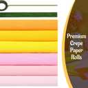 Gersoniel 57 Pcs Crepe Paper Flower DIY Kits 6 Rolls 35g Papel Crepe Sheets 50 Pcs Floral Iron Wire 10 Inch x 8 Feet 1 Roll 50 Meter for Birthday Party Wedding(Pink and Yellow Series)