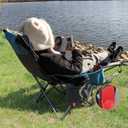 Reclining Camping Chair with Removable Footrest Lounge Chair with Headrest, Cotton Cushion, Portable Adjustable Folding Chairs, 2 pack