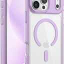 Magnetic for iPhone 17 Pro Max Case, Compatible with MagSafe, Military-Grade Drop Protection, Full Camera Protection, Shockproof Protective, Clear, Girly, Purple