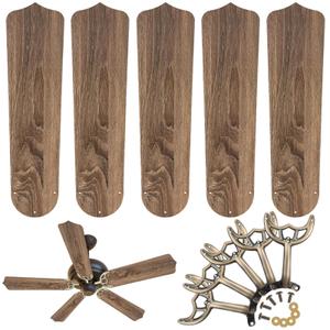 Yaocom 10 Pack 20.47" Ceiling Fan Replacement Blades and Blade Arms Kit for 52 inch Ceiling Fan, 5 Blades and 5 Blade Arms with Mounting Hardware for Bedroom Living Room(Pointed Toe,Weathered Oak)