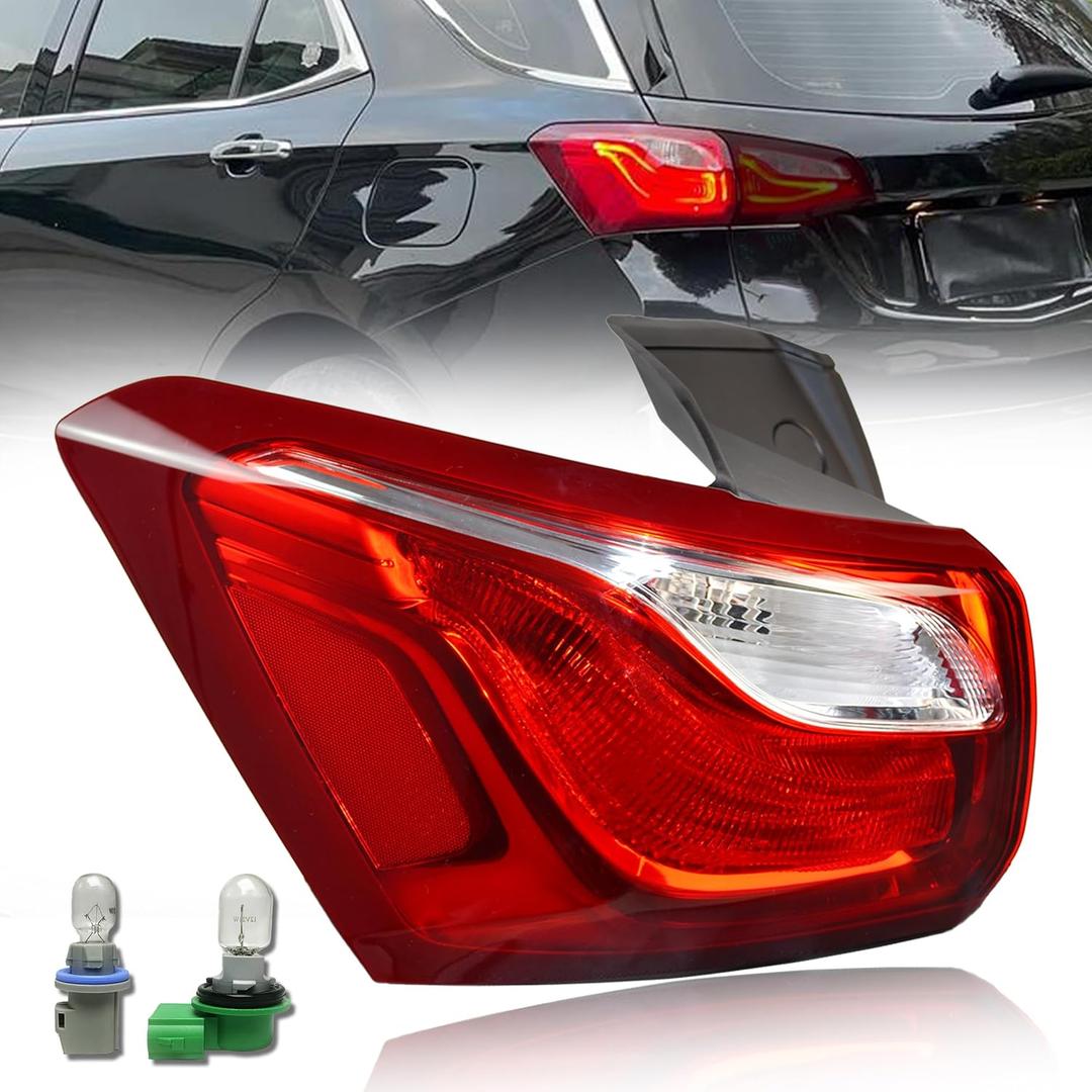 Tail Light Assembly Compatible with Chevy Equinox 2018 2019 2020 Left Driver Side Outer Taillight Halogen Type Replace 84769835 (Non-LED)