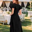 Bbonlinedress Vintage Cocktail Dress V Neck Women Formal Wedding Guest Retro Church Tea Length Mother of The Bride Dress (Black, M)