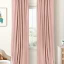 100% Blackout Shield Linen Blackout Curtains for Bedroom 96 Inches Long, Back Tab/Rod Pocket Living Room Drapes, Thermal Insulated Blackout Curtains 2 Panels Set, 50" W x 96" L, Blush Pink