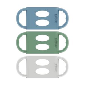 Dr. Browns Milestones 100% Silicone Baby Bottle Handles, Wide-Neck, Light Blue, Green, Gray, 3 Pack, 4m+