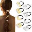 8PCS Metal Hair Tie for Thick Thin Ponytail Gold and Silver Hair Cuffs for Women and Girls Non-Damage Gold Hair Ties Durable Hair Accessories for Girls Elastic Fashion Bracelet Hair Ties