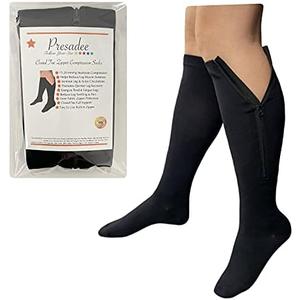 Presadee Closed Toe 15-20 mmHg Zipper Moderate Compression Leg Circulation Socks (Black, 5XL)