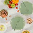75pcs Sage Green Paper Plates and Napkins,25 Guest Sage Green Scalloped Paper Tableware Forks Disposable Dinnerwaret Kit for Baby Shower Bridal Wedding Birthday Party New Year Decorations