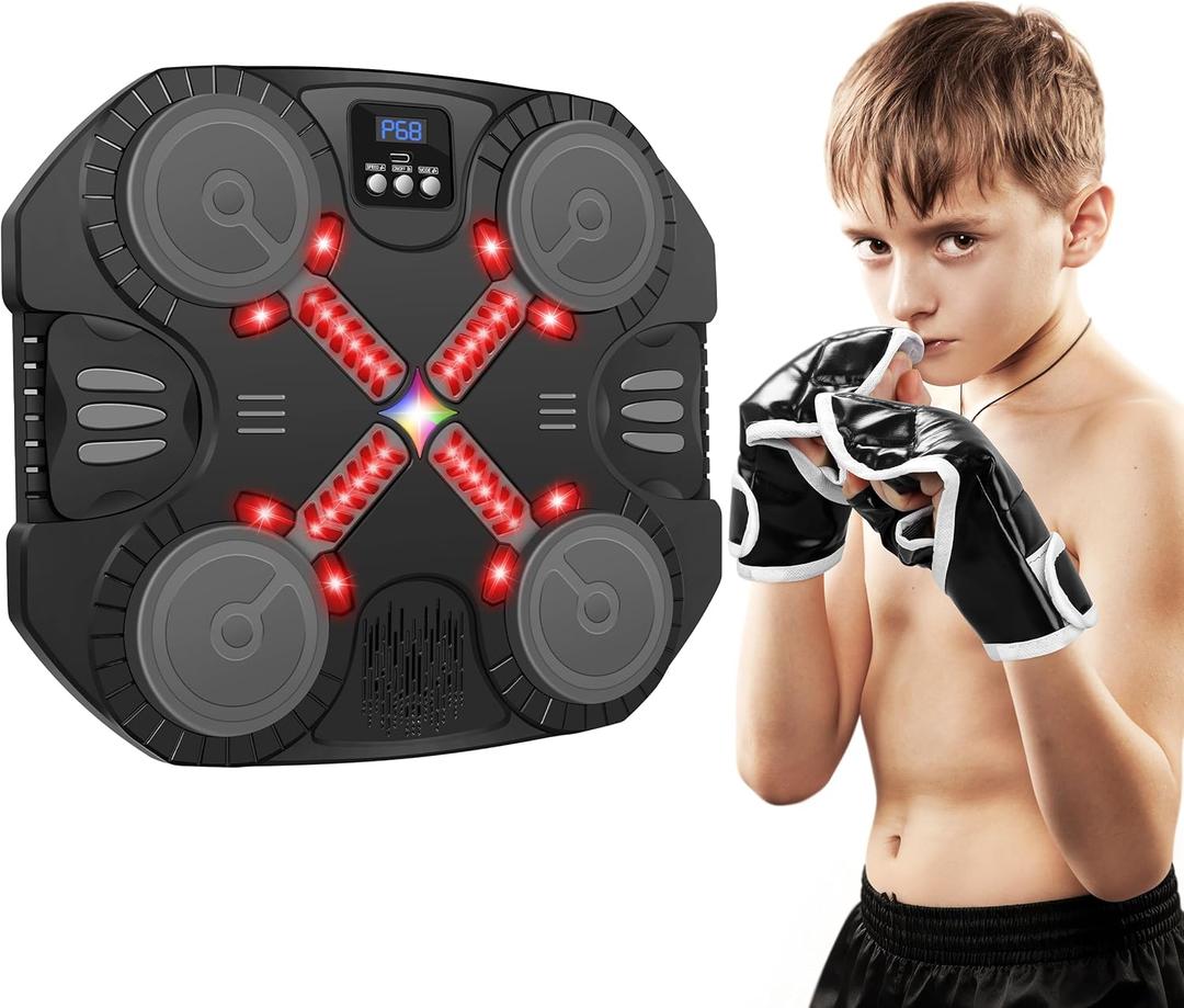 Music Boxing Machine Sport Toys for Kids and Adults,Wall Mounted Bluetooth Smart Punching Target,Training Pad Toy with Boxing Glove,Ideas Toys for Boys Girls Kids 3 4 5 6 7 8 9 10 11 12+ Years Old