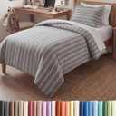 Duvet Cover Twin/Twin XL Size Set - Extra Soft Twin/Twin XL Duvet Cover 68" x 90" with 1 Pillow Sham - Hotel Luxury, Easy Care, Fade Free w/ Zipper Closures & Ties - Comfy & Breathable (Grey Stripes) (45 - Grey Stripes 3 (No Comforter))
