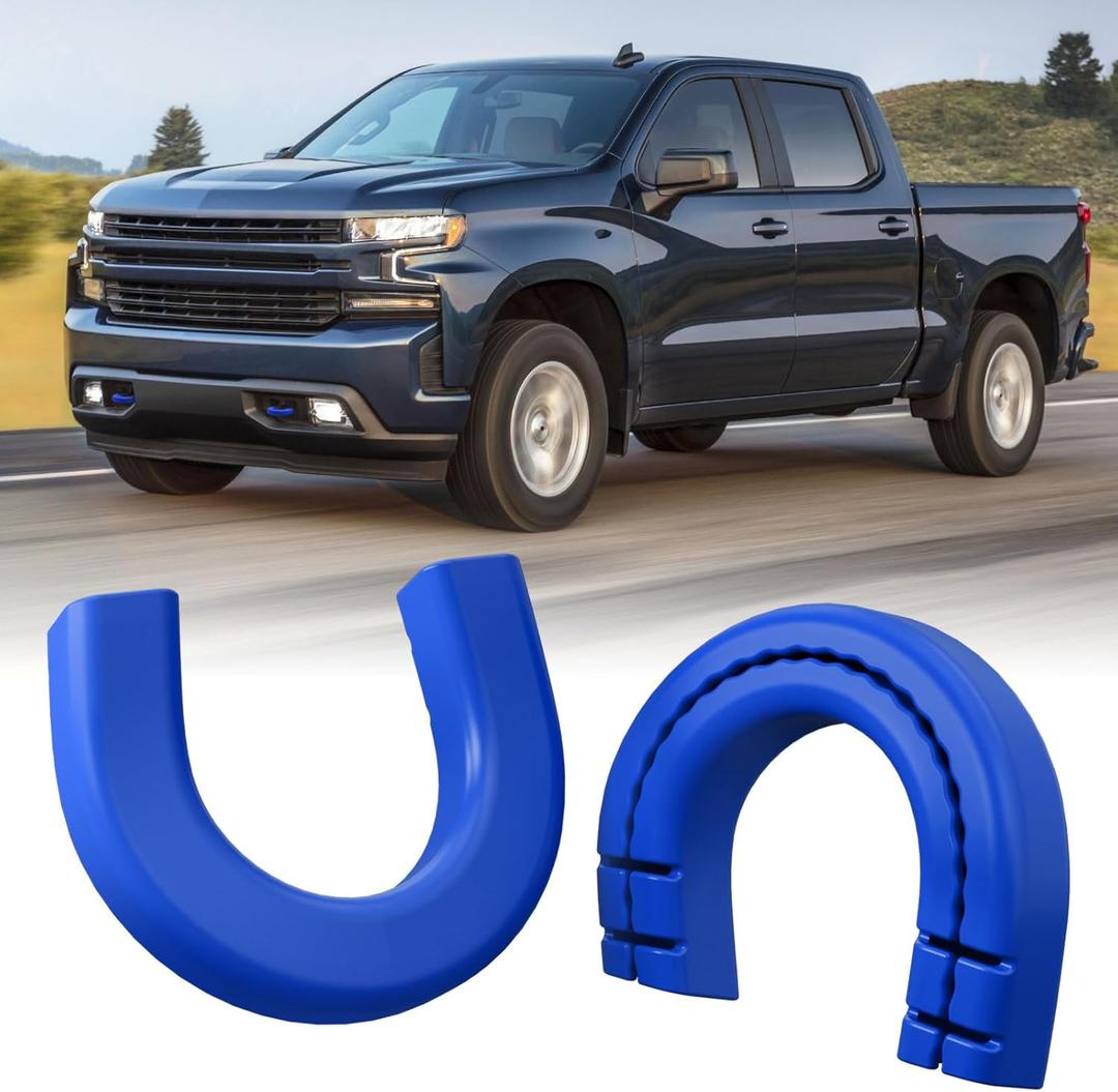 Long Tow Hook Covers for Silverado 1500 2007-2026/GMC Sierra 1500 2007-2019, Front Tow Hooks Covers Compatible with Chevrolet Silverado 1500 Accessories Blue (Not fit Verticle Tow Hooks)
