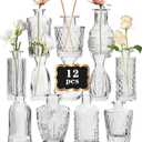 RUCKAE Small Clear Bud Vases Bulk 12 Pack Mini Flower Glass Vases for Centerpiece Table Wedding Decorations Home Decor Party(Transparent)