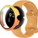 QHBAMD Compatible for Google Pixel Watch 3 41mm 45mm Watch Band with Case, Protection Cover Soft Silicone Breathable Strap for Pixel 3 Watch Men Women