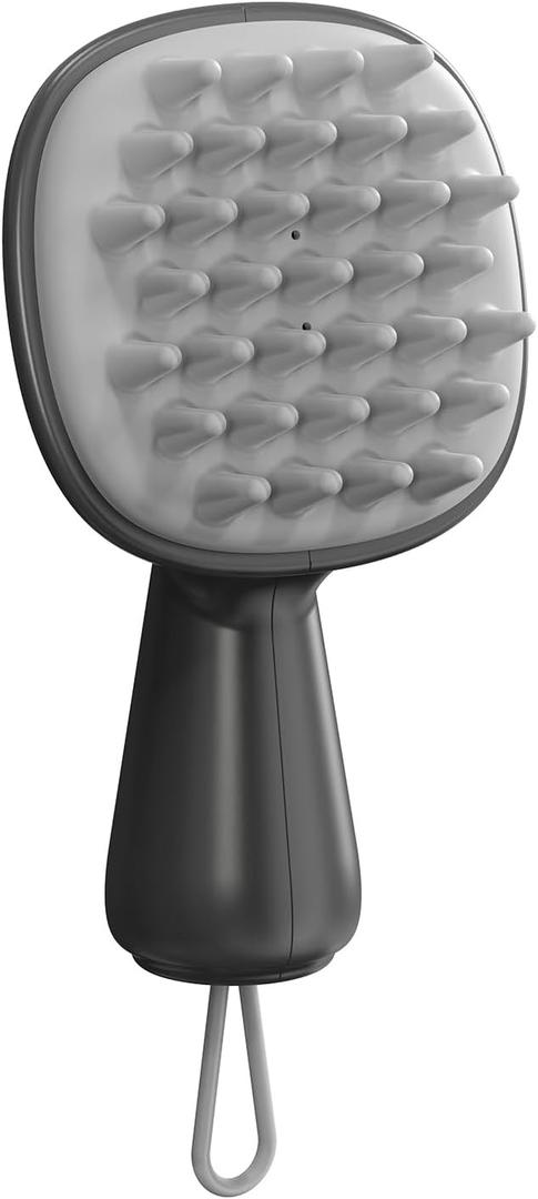 Scalp Massager and Exfoliator,Silicone Hair Head Scrubber with Long Handle for Hair Growth and Dandruff Removal,Shampoo Wet Brush and Hair Shower Comb (Black)