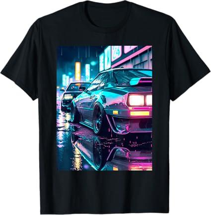 JDM Japanese Domestic Market 90s Car Lover Synthwave Style T-Shirt,6XL