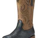 Rollda Kids Cowboy Boots Girls Cowgirl Boots Square Toe Boys Western Boots for Toddler/Little Kid/Big Kid (Black/Brown), Size 6