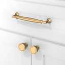 10 Pack Champagne Bronze Cabinet Knobs 1-1/5 Inch(30mm) Single Hole Cabinet Pulls Round Kitchen Cabinet Knobs