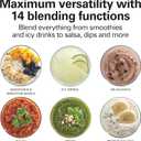Hamilton Beach Wave Crusher Blender for Smoothies With 40 Oz Glass Jar and 14 Functions, Ice Sabre Blades & 700 Watts for Consistently Smooth Results, Black & Stainless Steel (54220)