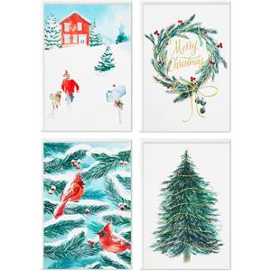 Hallmark Boxed Christmas Cards Assortment, Cardinals and Snowy Barn (40 Cards and Envelopes)