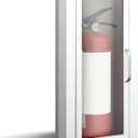 Zonon 1 Pcs Semi Recessed Fire Extinguisher Cabinet White Industrial Architectural Wall Cabinet, Door with Handle Version for 10 Pound Dry Chemical Fire Extinguisher