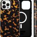 for iPhone 13 Pro Case Cute Tortoise Shell Phone Case Compatible with MagSafe, Dual-Layer Shock Protection(Hard PC + Silicone) - Aesthetic Protective Phone Cover for Women Girl, Amber
