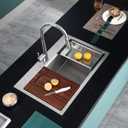28 Inch Drop-In Stainless Steel Double Bowl Kitchen Sink, D28"xW18"xH9"