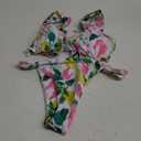 SweatyRocks Women's Floral Print Knot Front Ruffle Bathing Suit Two Piece Bikini Set S