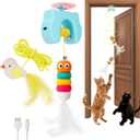 AIERSA Interactive Cat Hanging Toys for Indoor Cats,Automatic Cat Hanging Toys for Bored Indoor Adult Cats, Caterpillar and Flying Bird Toy for Door Frame, Self-Play Pet Chase Toy