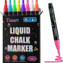 Timart Extra Fine Tip Chalk Markers (8 Pack 1mm Point), Liquid Chalk Pens - Dry Erase Marker Pens for Blackboard, Chalkboards, Windows, Glass, Bistro, Cars, Signs, Chalkboard Labels Included
