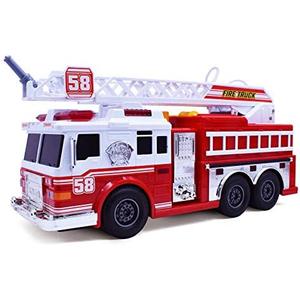 VEBO Fire Truck Motorized with Lights, Siren Sound, Working Water Pump and Rotating Rescue Ladder- Electric, Motorized, Big Fun Size 15", Realistic Design- for Toddlers, Kids Aged 3+ Years Old