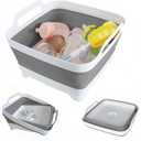 Collapsible Wash Basin for Baby Bottles - 2.4 Gallons Portable Wash Bin for RV Camping Sink, Space-Saving Dish Tub (Gray)