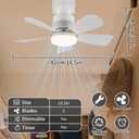 Socket Light Fan with Remote(Pairing Required), Light Socket Ceiling Fan Turbo Airflow, Whisper Quiet, Memory Save, Smooth Dimming 1000 LM CRI 80+, Screw In Design for Small Rooms, Garages & Dorms