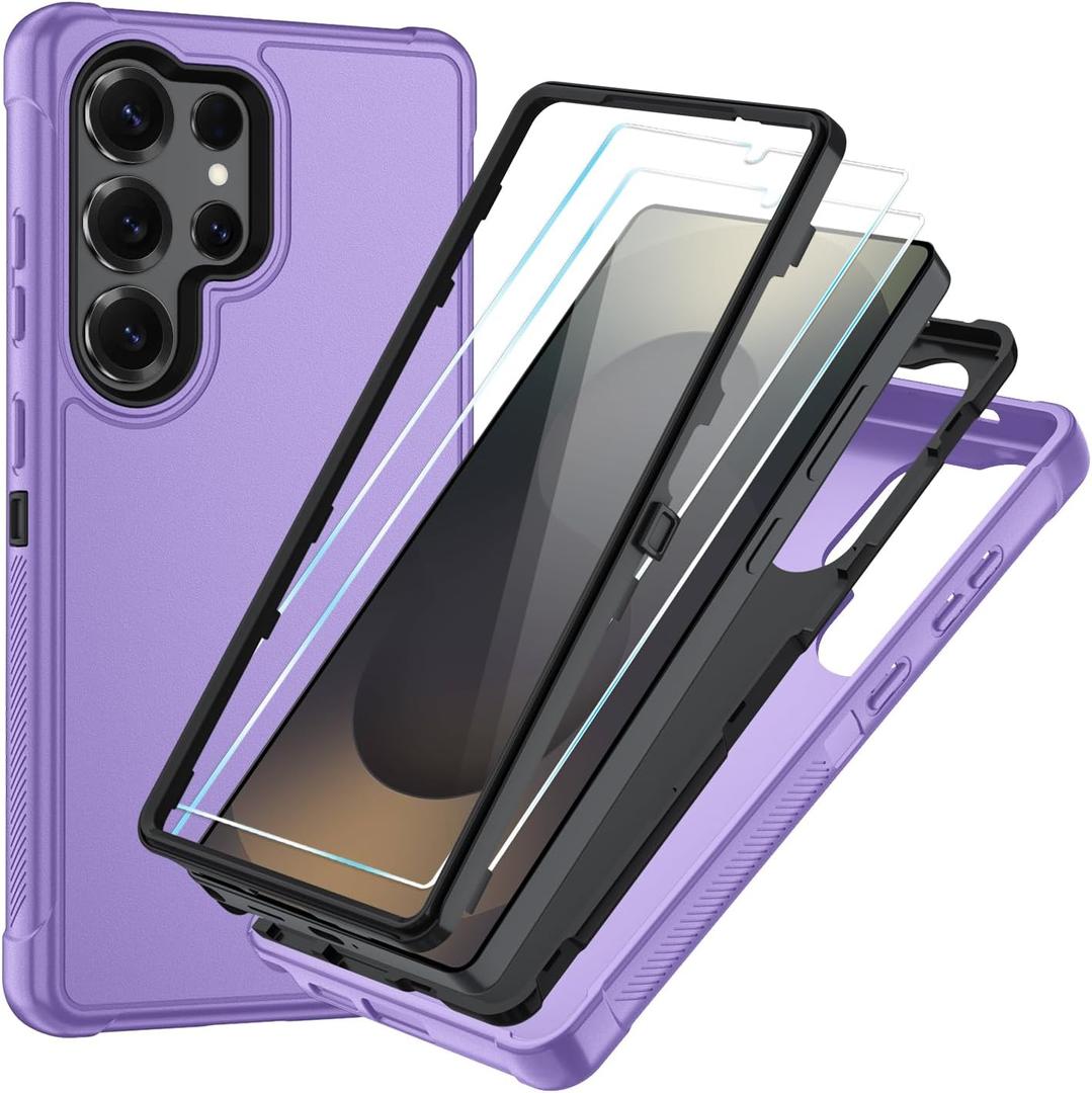 SunStory Compatible with Samsung Galaxy S25 Ultra Case with HD Screen Protector, 3-Layer Heavy Duty Full-Body Cover, 3 in 1 Hybrid Protective Case for Galaxy S25 Ultra 6.9", Violet