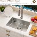 23x15 RV Kitchen Sink, Delironexu 23 Inch Drop In or Undermount RV Kitchen Sink, 18 Gauge 304 Stainless Steel Single Bowl Kitchen Sink, Dual Mount Small Kitchen Sink with Accessories