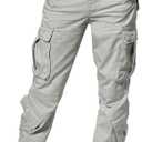 Match Cargo Pants Women,Hiking Pants Baggy Fit Joggers Cotton Casual Military Army Combat Work Pants with 8 Pockets (S, Light Gray)