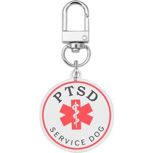 4 x PTSD Service Dog Tag Easily Attach to Dog Collar, Harness, Vest (Medium-1.18inch)