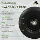MARASTAR 00232 Universal Fit Flat-Free 11x4.00-5 Tire and Wheel Assembly, Zero Turn Lawn Mower Replacement Tires, Smooth Tread, Adapter Kit included