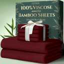 DECOLURE 100% Viscose Derived from Bamboo Sheets Queen Size 6pcs - Ultra Soft & Luxuriously Cooling, 17" Deep Pocket, Double Stitching, Perfect for Hot Sleepers - Queen Bed Sheets (Burgundy)