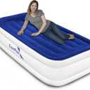 EnerPlex Twin Air Mattress with Built in Pump - 13" Luxury Size Self-Inflating Blow Up Mattress with Neck Support - Inflatable Air Bed for Portable Travel & Home Use (Blue/White)