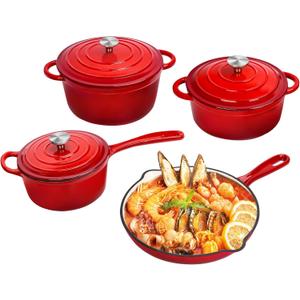 Mystery Cookware Box, 1 Piece Random Nonstick Enameled Cast Iron Pan/Pot (4 Styles: 10.25" Skillet/2Qt Saucepan/2.8Qt/4.8Qt Dutch Oven)  Healthy Round Pot for Sourdough Bread Baking on All Stovetops