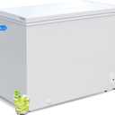 Large Chest Freezer, 10 Cu.Ft Commercial Deep Freezer with 8 Level Adjustable Temperature(-11.2°F to 10.4°F), Energy Saving Freezer with Removable Basket, Universal Wheels, White