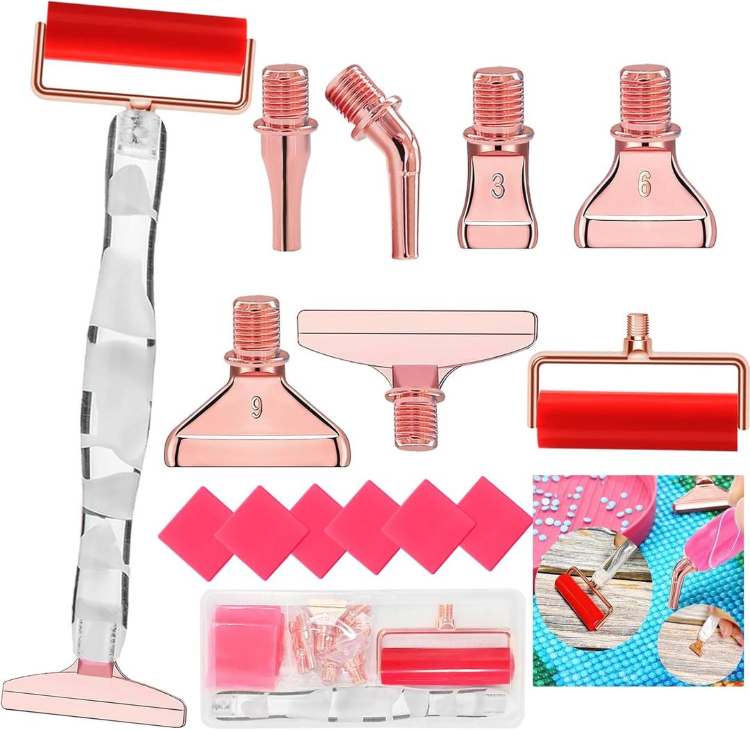 Diamond Art Pens Tools and Diamond Painting Accessories Kits With Screw Metal Tip Roller Diamonds Painting Pen Drill Bead Pens For Art Craft Nail (White pen Rose gold 6)