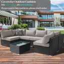 14Pcs Outdoor Cushion Covers Replacement Washable w/Zipper for 6-Seaters Sofa Patio Slipcovers Set Seat and Back Covers Only-25.6x25.6x4inch