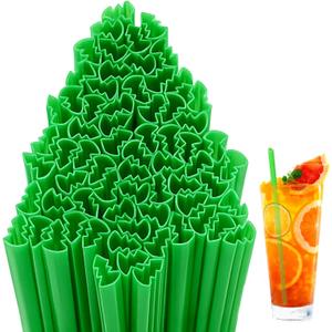 50 Pcs Christmas Tree Shaped Plastic Straws Disposable Drinking Straw Bulk for Cocktail Xmas Party Birthday Party Supplies (Green)