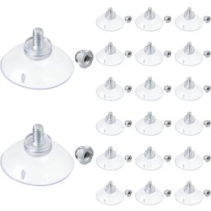 20 Pcs Suction Cups for Glass Window Screw Suction Pads 1.73"/44mm PVC Clear Sucker Pads with Cap Nut M6 Thread for Home Organization Bathroom Window Wall