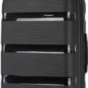 Kono Carry On Luggage 28 Inch Checked-Large Hard Shell Travel Trolley 4 Spinner Wheels Lightweight Polypropylene Suitcase with TSA Lock, Black